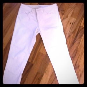 LOFT 4P Off White Denim Cuffed Crop